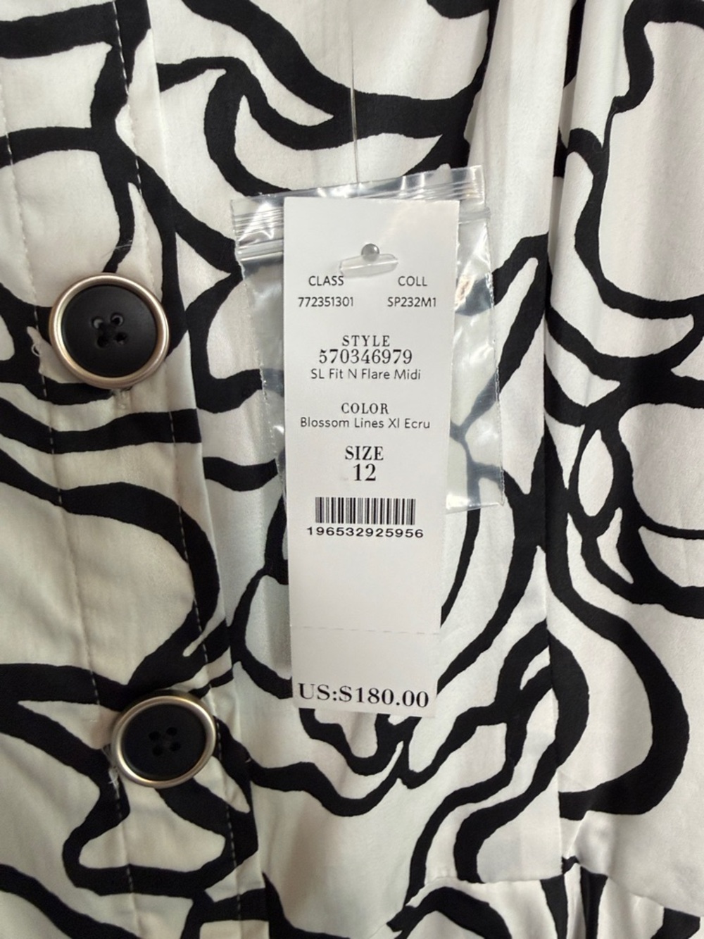 White House Black Market Black and White Floral m Fit and Flare Midi Dress - Picture 2 of 8
